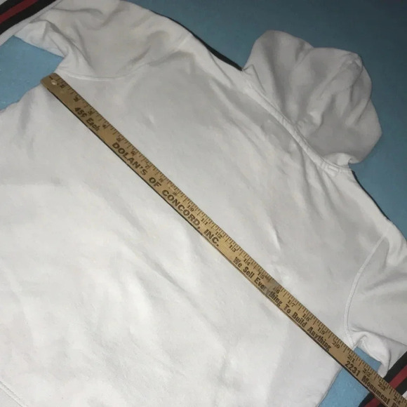 LIBERTADOR hooded sweatshirt dark green and red stripes on long sleeves size M - Picture 5 of 8